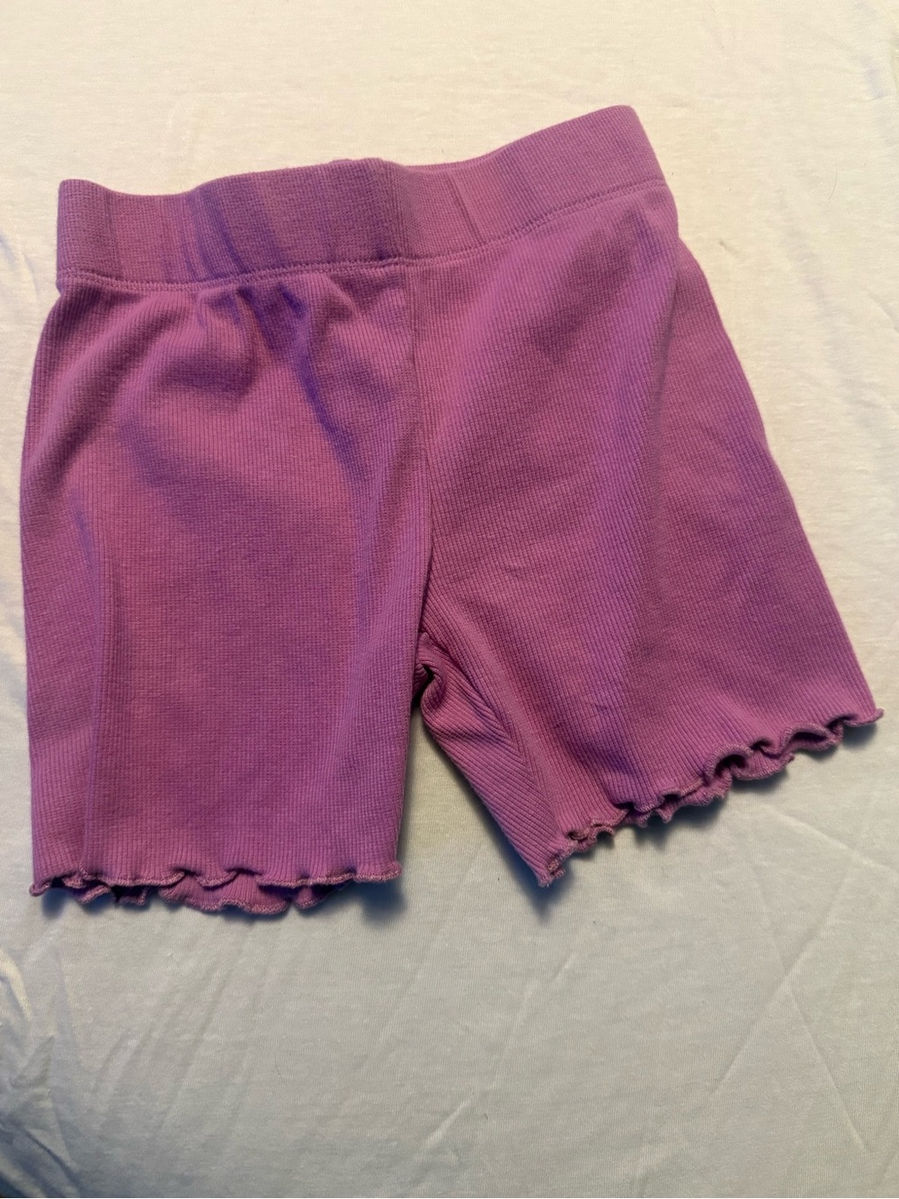 dip Purple Ribbed Bike Shorts with Lettuce Hem